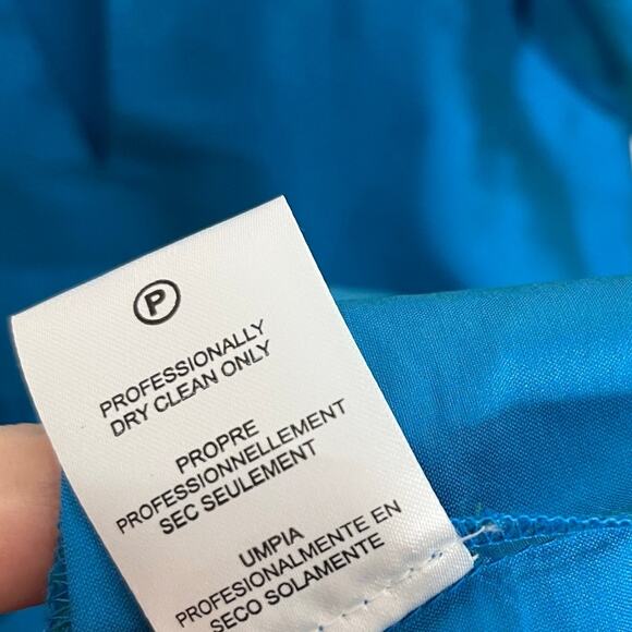 Dhruv Kapoor Puff Sleeve Midi Dress XXS Blue Metallic Tiered Pockets Cocktail - Picture 14 of 14